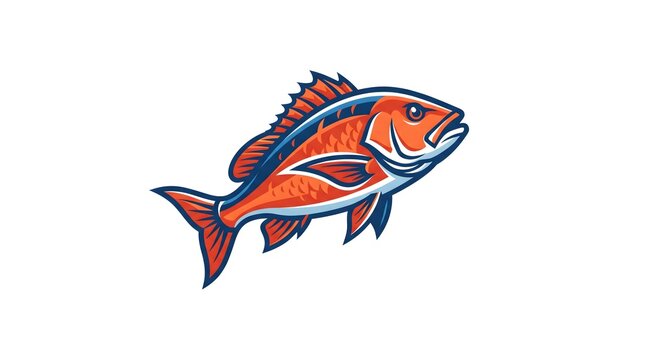 Vector illustration of a red snapper fish mascot character with a dynamic, stylized design, isolated on a white background.
