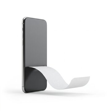 Smartphone with a paper receipt printing out, conceptual image for mobile payment and digital commerce