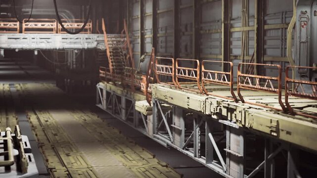 High tech maintenance platform with drone and cable harness, service drone tethered to diagnostic rig, cameras and sensors, touchscreen interface and firmware