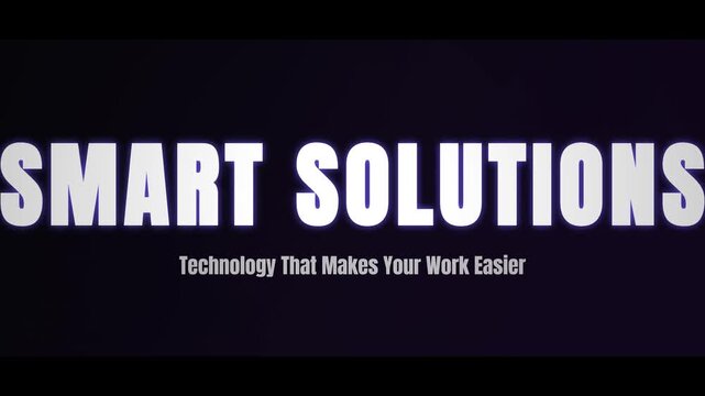 Smart Solutions modern typography animated text design, business technology corporate video title opening, white title card on dark background