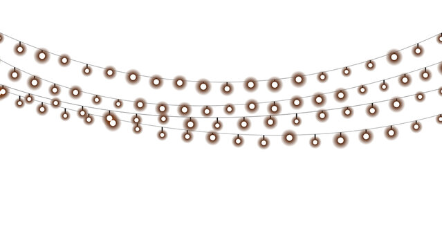 PNG image of Festive string lights illustration, warm glowing garland border for holiday decoration, festive light bulb banner vector design isolated on Transparent Background isolated