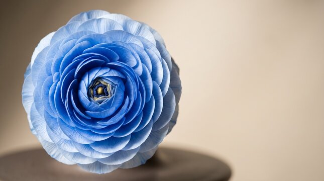 Symmetrical 3d blue flower rendered with delicate layered petals and studio lighting