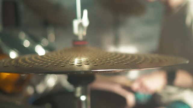 Drumming session with focus on cymbals and the percussionist's movements