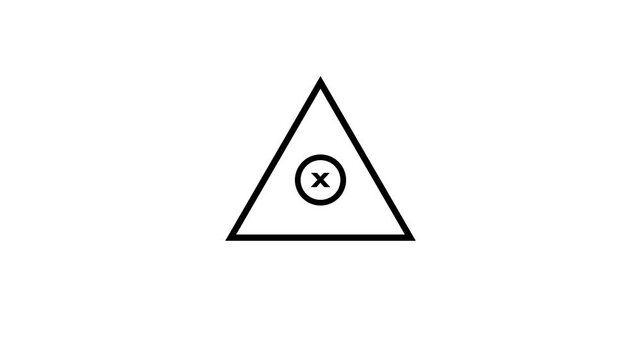 Triangle warning symbol with cross icon animation on clean white background motion.4k video