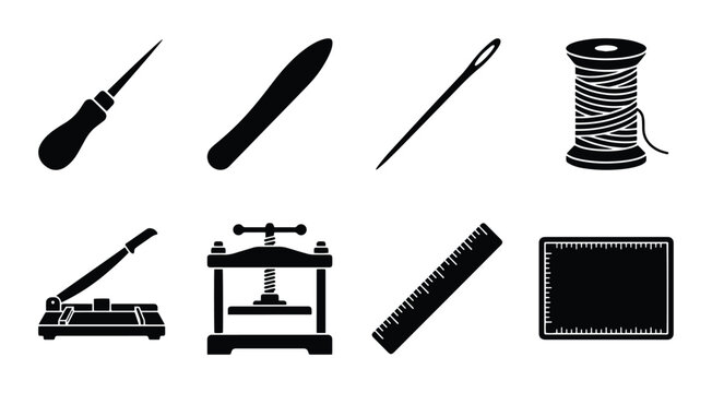 Leather Craft Tools Set, Sewing Needles, Awl, Spool, Ruler, Press, Cutter, Stamp