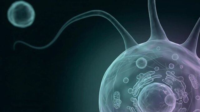 Close-Up Detailed Animal Cell Anatomy showcasing Soft Gelatinous Texture and Luminescent Internal Structures
