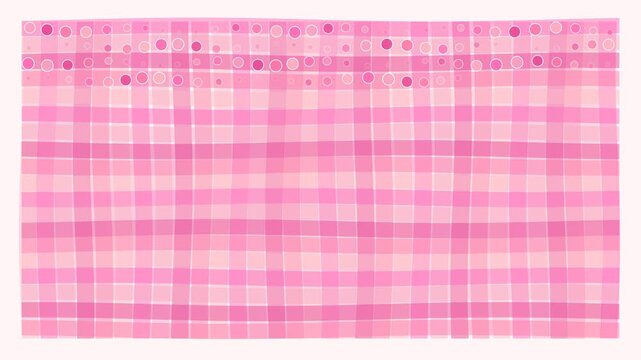 Pink plaid gingham pattern background, with bubbles and, polka dots motion, loop animation checkered