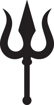 Black monochrome Hindu trident (Trishul) icon