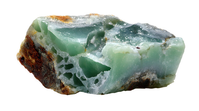Raw green jade stone with crystalline structure