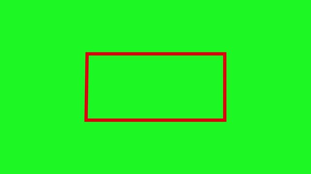 Animated red line forming a rectangle that changes to an orange frame on a green screen. Ideal for text boxes, borders, and highlights