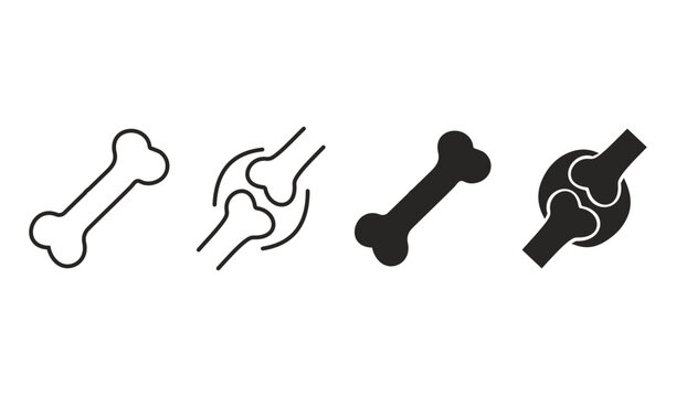 Set of bone and joint icons, simple vector illustration of human skeletal system elements vector
