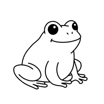 Cute Frog Cartoon Vector Line Art Illustration Outline