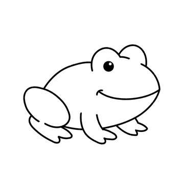 Cute Frog Cartoon Vector Line Art Illustration Outline