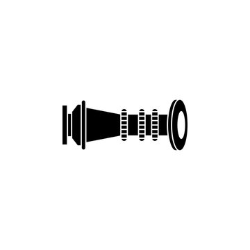 This is a minimalist vector illustration of a Triple Purpose Nozzle icon, featuring a simple, clean, and solid glyph style. The icon can be used as a symbol, sign, or logo.