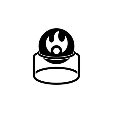This is a minimalist vector illustration of a Fire Extinguisher Ball icon, featuring a simple, clean, and solid glyph style. The icon can be used as a symbol, sign, or logo.