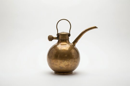 Lighthouse keeper's brass oil can with a long spout