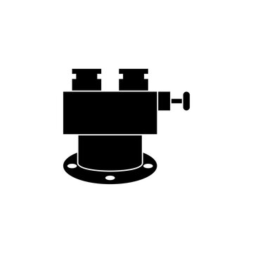 This is a minimalist vector illustration of a Two Way Inlet Connection icon, featuring a simple, clean, and solid glyph style. The icon can be used as a symbol, sign, or logo.