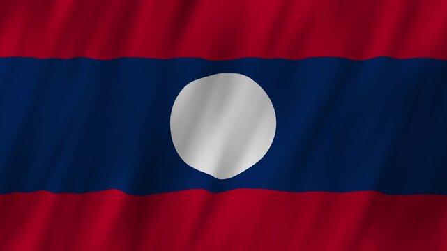 Laos flag waving in the wind 4K animation background