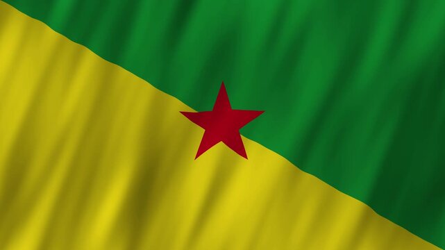 French Guiana flag waving in the wind 4K animation background