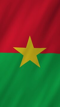 Burkina Faso flag waving in the wind 4K animation vertical video