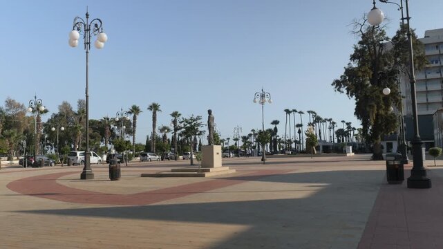 Larnaca, Cyprus, 2026,9th july, Europe Square at sunset