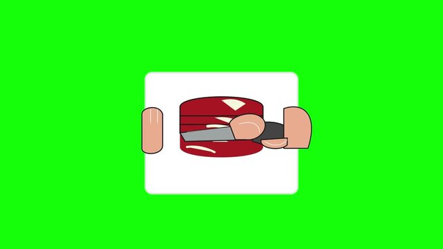 Hands Cutting Red Meat with Kitchen Knife on Green Screen