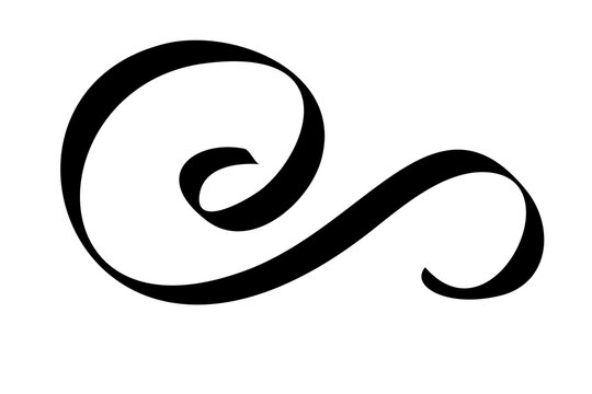 Elegant Black Calligraphic Swirl Isolated on Transparent Background for Decorative Graphic Design and Creative Projects