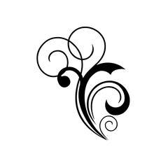 Elegant Black Swirl Floral Ornament Design Element Isolated on White Background for Decorative Art © studiomuch