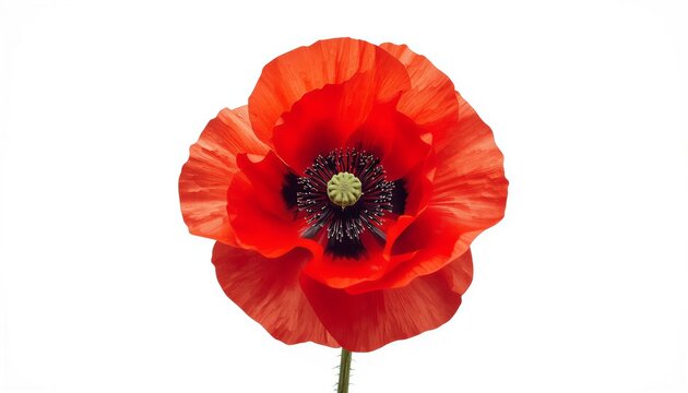 Remembrance Day red poppy flower isolated on a white background