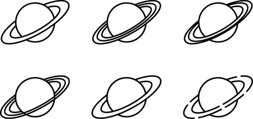 Saturn planet vector icon set with cosmic rings for astronomy outer space science project design © MSTJANNATUN