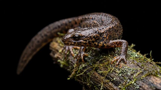 newt close up isolated on black background video