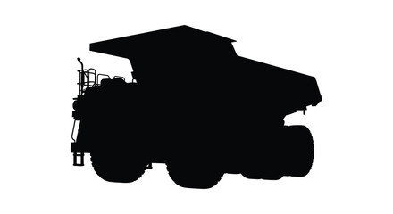 Large mining dump truck vehicle is depicted in a black silhouette © KULSUM