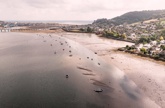 Drone Image Of The River Teign In Shaldon, Devon At Low Tide