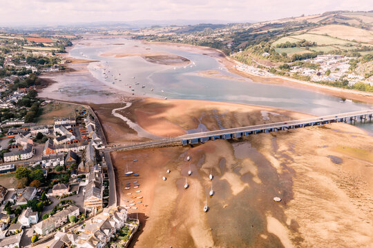 Drone Image Of The River Teign In Shaldon, Devon At Low Tide