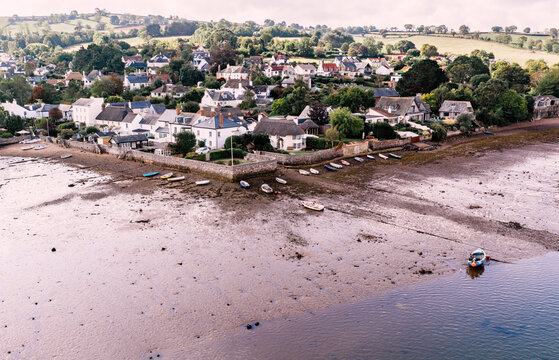Drone Image Of The River Teign In Shaldon, Devon At Low Tide