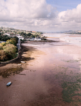 Drone Image Of The River Teign In Shaldon, Devon At Low Tide