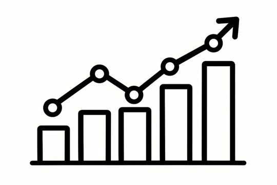 Black outline chart icon for financial analytics reports business dashboards and data visualization interfaces