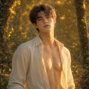 Sunlit Youth in the Woods