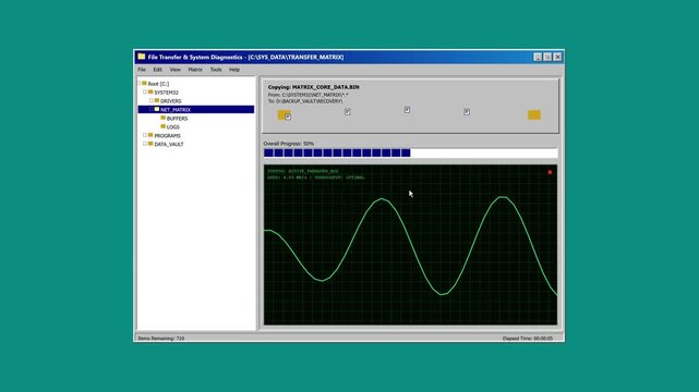 Vintage computer audio software windows displaying green waveforms