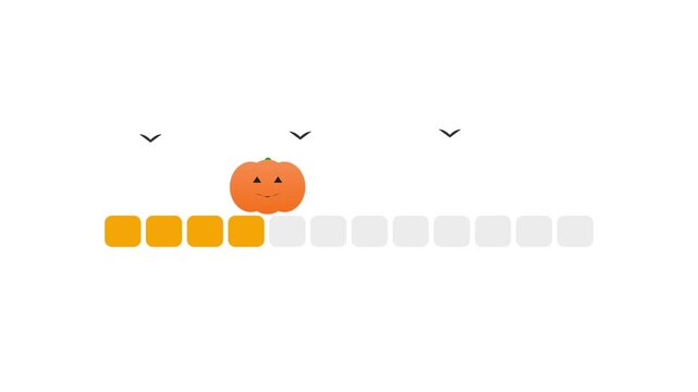 Halloween pumpkin loading bar and flying bats progress animation