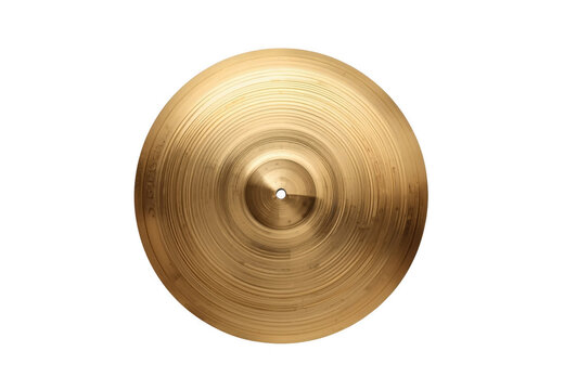 Golden cymbal musical instrument isolated with transparent background