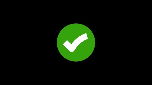animation in a green circle. done, approved sign, tick icon transparent background. animation