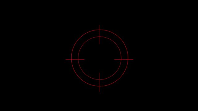 blue Neon Target Symbol on Black Background. . Military training, Military target icon animation on black background. Motion graphics of concept