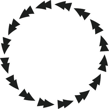 black arrow circle frame round border vector isolated on white background