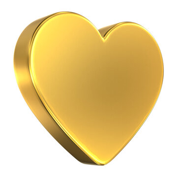 Shiny 3D gold heart icon