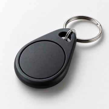 Black rfid proximity key fob for electronic access control system isolated on white background