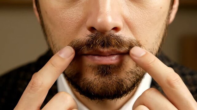 Man's Face with Fingers Pulling Lips Apart Revealing Teeth