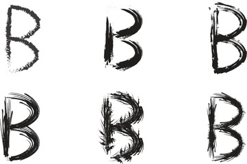 Set of abstract letter B black brush strokes and grunge ink design elements    © KHODAJA