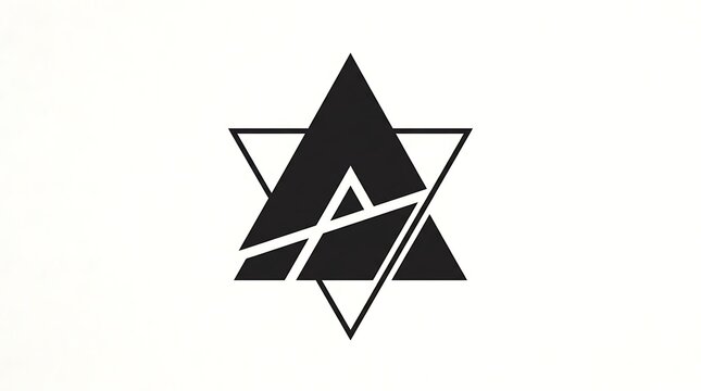 Minimalist geometric logo design featuring a black triangle star symbol