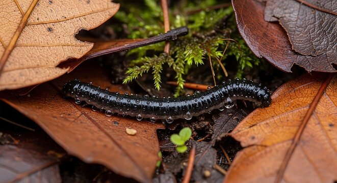 blackworm in damp leaf litter